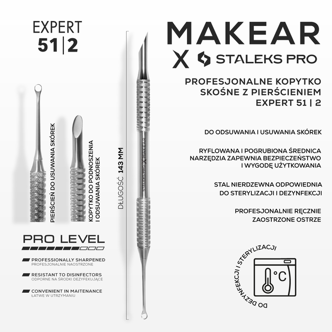 MAKEAR x Staleks PRO - Professionel "Hov"-Pusher Expert PE-51/2