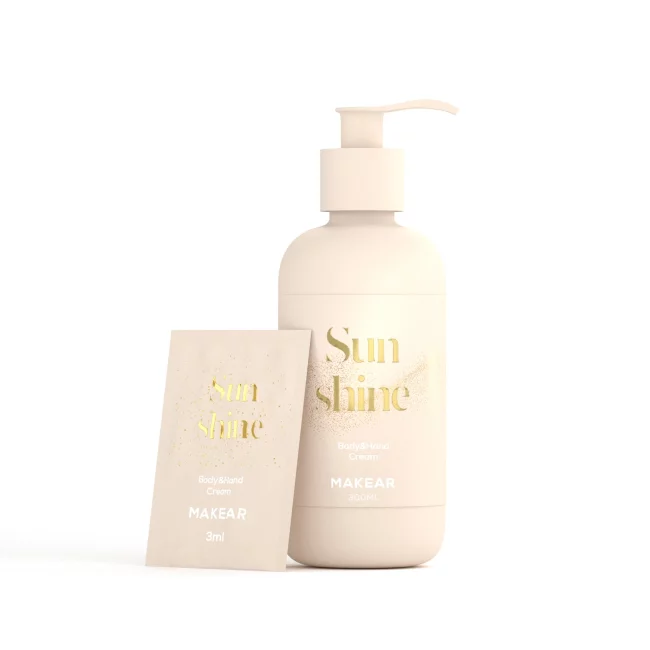 Sample Hand and Body Balm with golden mica particles "Sunshine"  MAKEAR 3 ml