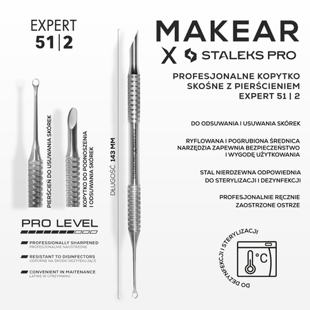 MAKEAR x Staleks PRO - Professionel "Hov"-Pusher Expert PE-51/2