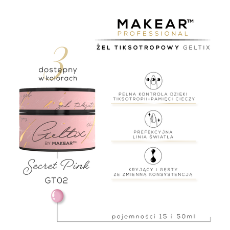 Geltix Secret Pink GT02 - żel tiksotropowy 50ml