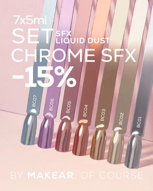 Zestaw 7x Pyłek w Płynie Chrome MAKEAR 5 ml