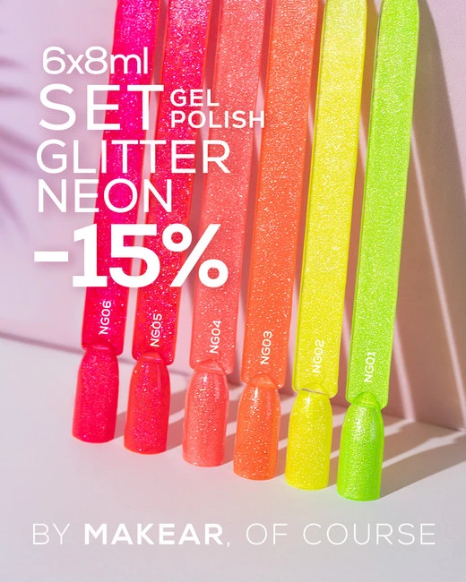 Zestaw Glitter Neon Lakiery hybrydowe 6x8ml