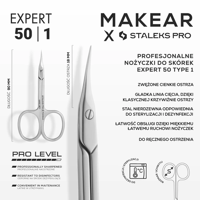 Makear x Staleks - Profesjonalne nożyczki do skórek PRO EXPERT 50 (SE-50/1)