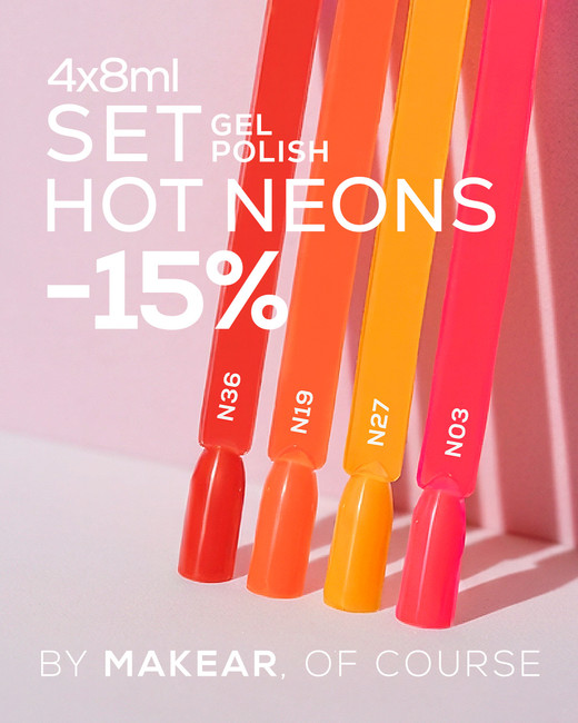 Zestaw Hot Neons Lakier hybrydowy Makear 4 x 8 ml