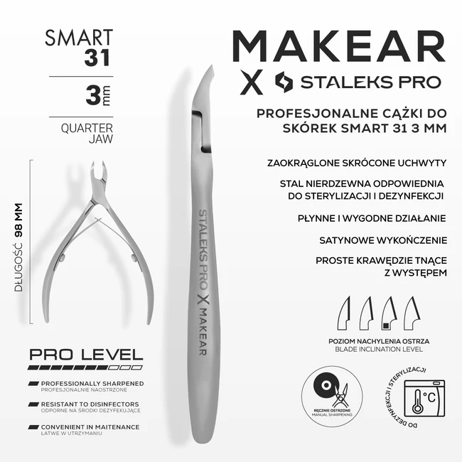 Makear x Staleks PRO - Profesjonalne cążki do skórek SMART 3mm (NS-31-3)