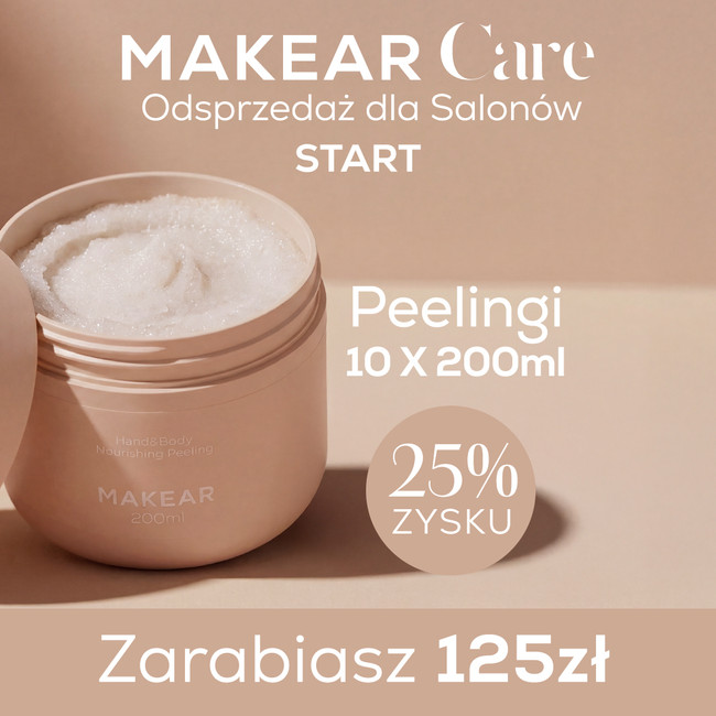 Peelingi do dłoni i ciała MAKEAR Care 200 ml – pakiet salonowy START 10 szt.